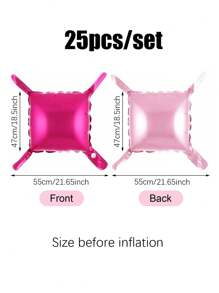 15/25/40pcs - Metallic Rose Red, Bright Pink, Neon Pink Double-Sided Square Foil Balloons For Wall Backdrop, Arch, Wreath Decor, Suitable For Birthday Party, Anniversary, Bachelorette Party, Celebration, Valentine's Day, Engagement, Bridal Shower, Mother's Day, Photo Props, Balloon Wall Backdrop, Wedding - Multicolor - View 3