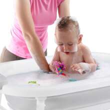 Ultimate Portable Ergonomic Baby Bathtub With Integrated Temperature Gauge, Soft Cushion Bath Pad, And Net: The Ideal, Compact Solution For Bathing Newborns To Toddlers (0-36 Months) Anywhere - 白色 - 查看 2