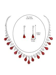 Supra Diamanto Elegant Glamorous CZ Crystal Necklace Earrings Set Wedding Party Jewelry 3 In 1