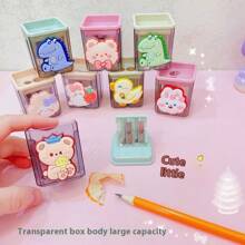 双孔铅笔，可爱动物卡通风格，无需电源，耐用便携，适合学校礼物、课堂奖励、文具用品 - 彩色 - 查看 3