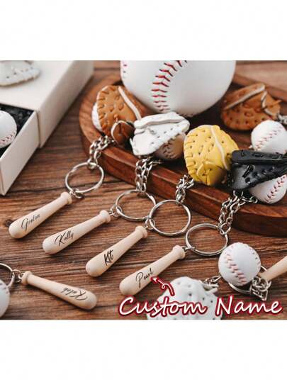 1 Piece Or More, Personalized Customizable Name Baseball Keychain, Perfect Gift For Baseball Fans, Best Man Gift Baseball Keychain, Best Gift For Men