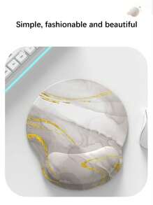 1pc White Marble Texture Wrist Rest Mousepad, Made Of Milk Silk, Rubber Base, Suitable For All Mouse Sizes - Multicolor - View 11