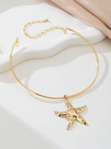 1 件夏季珠宝海洋系列海星吊坠项链女士 - 金黃色 - 查看 3