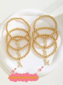 1 Fashionable, Cute, And Multifunctional Bead Pentagram/Butterfly/Heart/Cross/Dragonfly Pendant Bracelet With Customized Letter/Name Pendant Bracelet, Suitable For Boy, Girl, Children, And Teenagers To Wear, And Also A Good Choice For Gifts