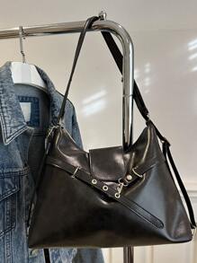 Fashionable Solid Color Strap Design Decoration Large Capacity Women's Bag, Versatile And Simple Crescent Shaped Multi-Purpose Shoulder Bag, Suitable For Shopping, Wallets, Shopping, Young Women, College Students, Newcomers, White-Collar Workers. They Are Very Suitable For Offices, Universities, Work, Business, Commuting, Outdoor Activities, Travel, And Outings