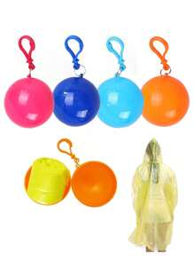 10/6/3/1pc Portable Raincoat Ball, Disposable Thickened Raincoat With Ball-Shaped Storage Box, Suitable For Hiking & Camping; Can Hang On Backpack; Random Color Camping Stuff(10/6/4/3/2/1pc) - Multicolor - View 9