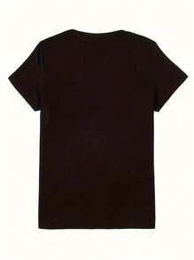 Plus Size, Women's Plus Size Funny Monkey Print T-Shirt, Round Neck Top, Machine Washable - 黑色 - 查看 3