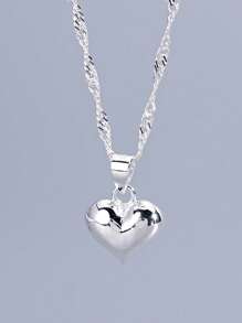1 件 S925 纯银闪亮精致心形吊坠项链，适合女性、节日和生日礼物、婚礼订婚、新娘珠宝、情人节礼物 - 愛心 - 查看 1