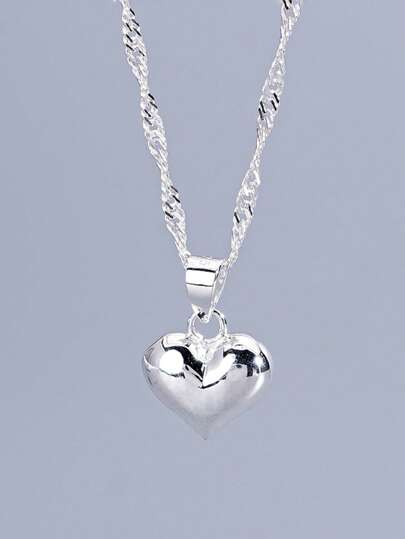 1 件 S925 纯银闪亮精致心形吊坠项链，适合女性、节日和生日礼物、婚礼订婚、新娘珠宝、情人节礼物