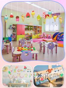 32/16/8片创意冰淇淋造型未上漆木片，原色冰淇淋造型木圆片，适用于DIY手工制作，木圆片，预钻孔未上漆木圆片，适用于DIY手工制作、艺术项目和珠宝制作，适合婚礼、生日、母亲节、夏季装饰、毕业季等场合。 - 彩色 - 查看 5