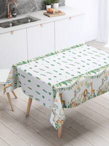 1/3pcs Jungle Animal Theme Disposable Tablecloth, Jungle Animal Birthday Party Table Runner, Dinosaur Theme Birthday Holiday Party Perfect Decoration, Birthday Gift Tablecloth - Jungle Animals - View 3