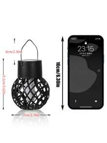 4 件装 LED 户外火焰效果吊灯防水花园装饰灯太阳能仙女灯适用于露台花园庭院 - 彩色 - 查看 5