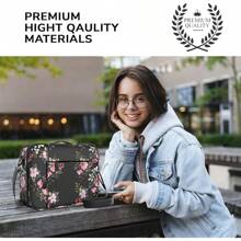 DEHITE - Funda bíblica para mujer, tamaño grande, se adapta a libros de 10.1 x 7.1 x 1.9 pulgadas, ranuras para bolígrafos, bolsillo con cierre, correa para el hombro, tela premium, regalos cristianos - Floral negro - Ver 6