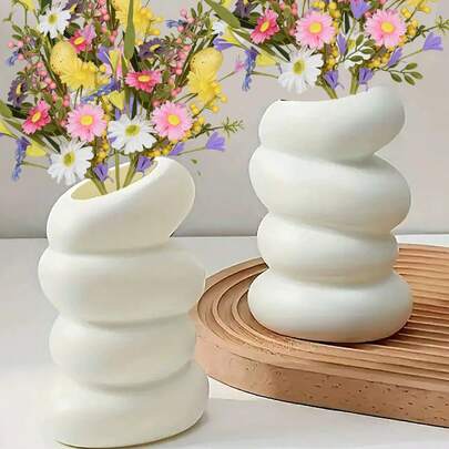 1 件塑料螺旋花瓶，创意花卉容器装饰，适用于房间、花园、客厅、门厅、卧室