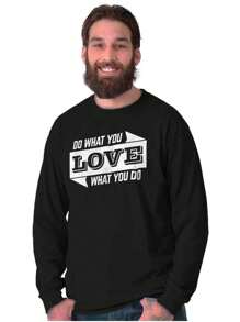 Love Long Sleeve Graphic Tee Shirt Inspirational Saying Motivational Quote Positivity Slogan Do What You Love Love What You Do Casual Everyday Cotton Printed Crewneck Tshirt - 黑色 - 查看 1