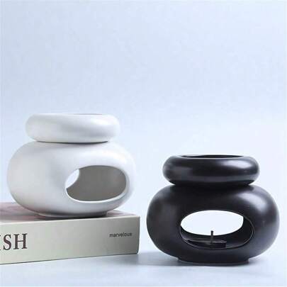 1 Set Unique Oval Ceramic Aromatherapy Diffuser, Large Capacity Separable Aroma Diffuser, Creative Essential Oil Fragrance Heater And Candle Holder, Candle Diffuser, Home Decor, Suitable For Spa, Yoga, Meditation
