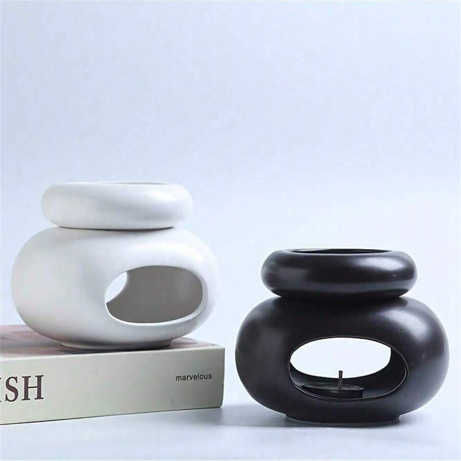 1 套独特的椭圆形陶瓷香薰扩散器，大容量可分离香薰扩散器，创意精油香薰加热器和烛台，蜡烛扩散器，家居装饰，适用于水疗、瑜伽、冥想