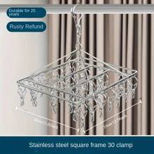 1 Giá phơi đồ bằng thép không gỉ có 20/30/40 kẹp - Giá treo đồ chống gió để phơi tất và đồ lót, Móc treo đa năng tiết kiệm không gian thích hợp sử dụng tại nhà và bán lẻ, tuyệt vời cho việc trở lại trường, Giá phơi đồ bằng thép không gỉ để phơi tất và đồ lót - Bạc - Xem 14