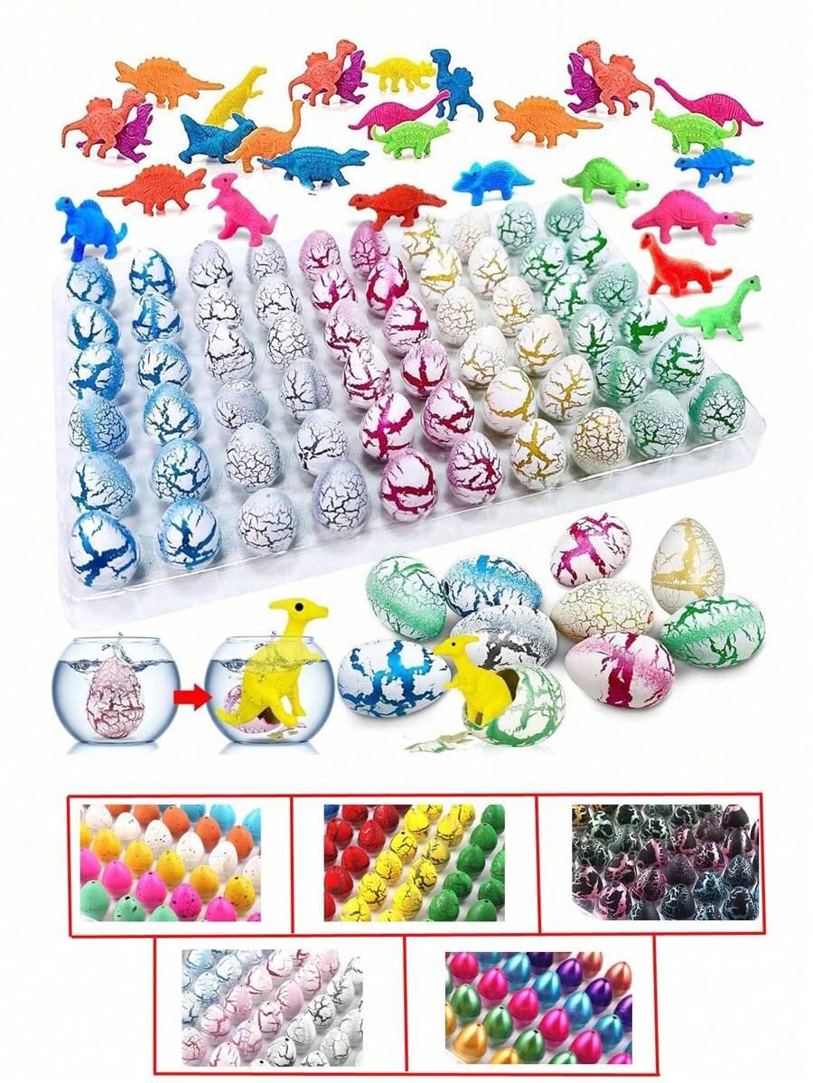 5/10/20/60/120pcs[Random Colors] Amusing Crackled Hatching Eggs, Dissolve In Water To Expand And Transform, Creative Birthday Gift - Multicolor - View 1