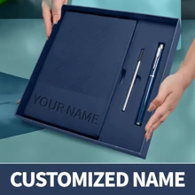 1pc Customized Notebook With Name Engraving, Personalized Notebook Gift Box With Name, Phone Number, Suitable For Work, Meeting, Diary, A5 Notebook, Birthday Gift, Christmas Gift, Valentine's Day Gift,School Supplies,Back To School - A5 Notebook Gift Box Set - View 4