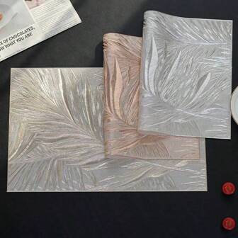 1 pieza/4 piezas/6 piezas Manteles individuales cuadrados de plumas PVC antideslizantes, resistentes al calor y lavables, para el hogar, la cocina y el comedor, material PVC, decoración para restaurantes y hoteles