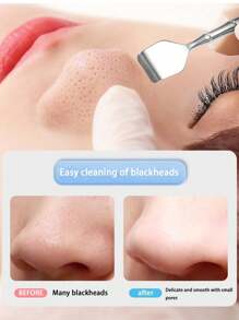 不锈钢黑头去除工具 - 低过敏性清洁装置，光滑纹理末端，适合所有肤质，无香料，温和设计 - 銀色 - 查看 7