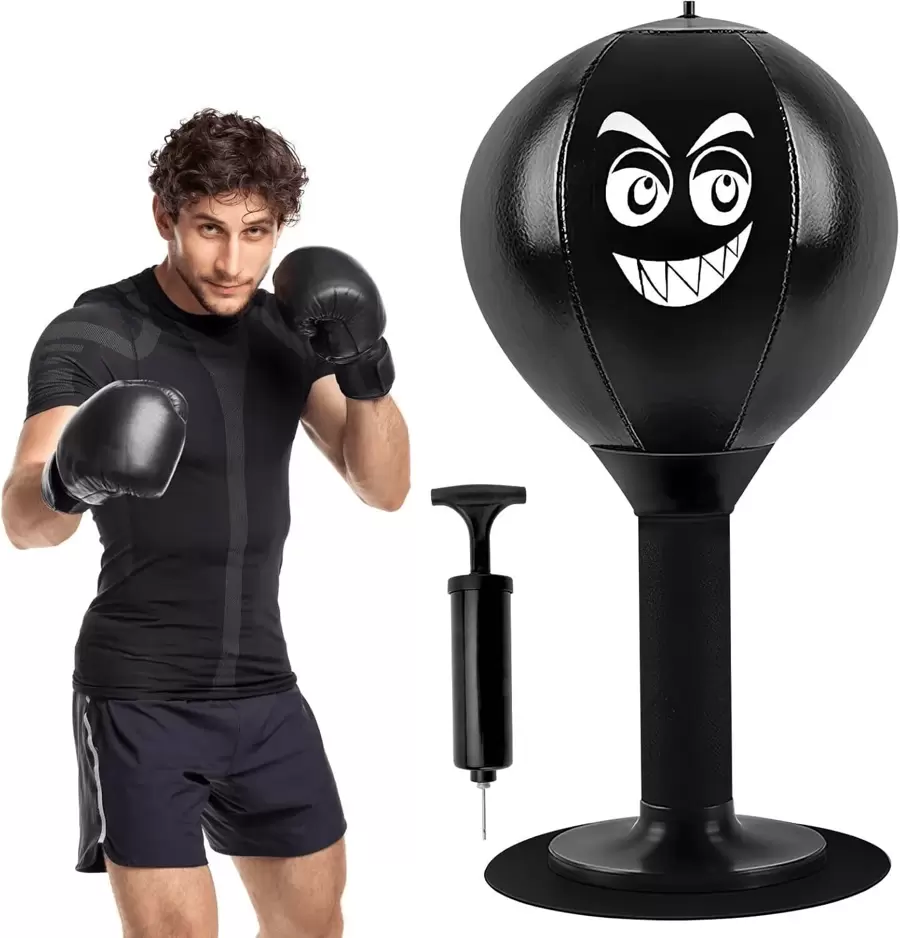 Punching Ball Table, Funpunch Rage Bag Desk Punch Bag Tool Mini Boxing Xmas Gift - Black - View 1