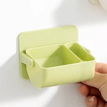 Caja de almacenamiento de motas, soporte giratorio montado en la pared para dividir las esponjas de maquillaje, cojín de aire no perforado, estante transpirable para huevos de belleza