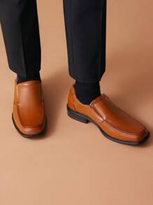 Men's Dress Loafer Shoes Monk Strap Slip On Loafers - Brown - View 3