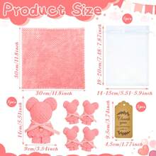 Set de 15 piezas de toallas de mano con forma de oso adorables que incluye 5 toallas de mano de felpa de coral suave con perlas, 5 bolsas de organza y 5 etiquetas de agradecimiento como obsequio para bodas, cumpleaños, festividades y regalos de Navidad.