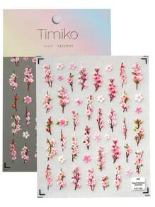 A New Pink Tree Branch Peach Blossom Nail Art Sticker, Three-Dimensional Relief Beautiful Flower Back Adhesive Sticker Nails Nail Supplies - Multicolor - View 7