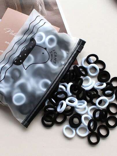 100pcs/Pack Women's Solid Color Casual Hair Scrunchies, Non-Damaging, Delicate & Compact, High Elasticity, Basic Hair Ties, Suitable For Daily Ponytail, Hair Scrunchies, Hair Ties, Hair Accessories Head Accessories Gym Sport Running Outfit Rubber Bands