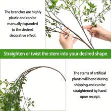 2 件 42.51 英寸人造绿色植物茎，花瓶用仿真叶茎，绿色装饰茎，适用于商店、花园、办公室、家居装饰人造植物花束 - 深綠 - 查看 4