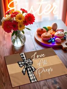 1 件/4 件/6 件复活节装饰餐垫，兔子和黑/白格子亚麻布餐垫，耐脏，适用于家庭、餐厅、餐馆、桌面装饰、家居用品