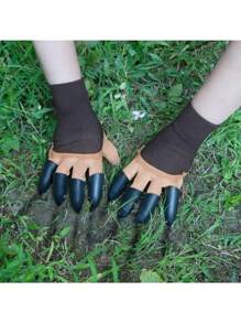 1pair Gardening Gloves, Thorn-Proof, Waterproof, With Claws, Abrasion-Resistant, Soil-Loosening, -Pulling, And Seed-Planting Protective Gloves For Farming And Gardening