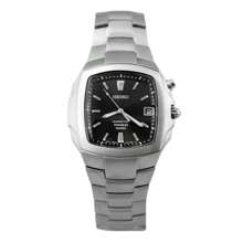 Seiko Hombre Reloj de Cuarzo Calendario Pantalla Esfera Cuadrada, Correa de Acero Inoxidable SKA357J1 / SKA337J1