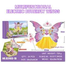 Conjunto de disfraz de hada ángel para niños - Incluye mochila con alas de mariposa luminosas, falda, corona, varita mágica; Alas de hada eléctricas, alas de ángel; Disfraz para representaciones, fiestas, cumpleaños, regalos para niñas