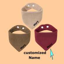 3 Pcs Baby Drool Bib, Customized Letter Embroidery, Solid Color Soft Absorbent Drool Bibs For Boys & Girls - Multicolor - View 11