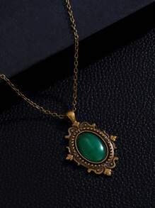1 PC European And American Gothic Green Red Vampire Mysterious Pagan Witch Jewelry Retro Relief Pendant Necklaces Gift - mặt dây chuyền vòng cổ - Xem 2