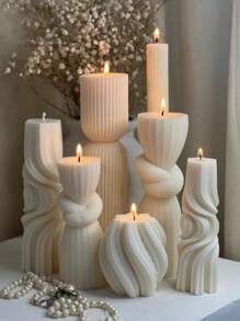 Striped Cylinder Silicone Candle Molds - DIY Handmade Geometric Spire Aromatherapy Candles For Home & Table Decor Gifts Birthday Graduation