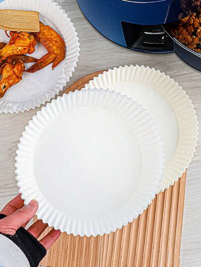 50pcs/100pcs Round Air Fryer Parchment Paper, Air Fryer Exclusive Oil Absorption Pad, Baking Silicone Paper Sheets, Suitable For Air Fryer & Oven