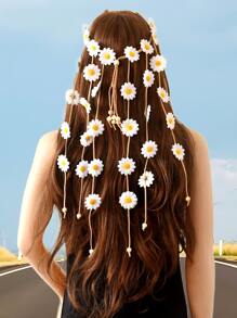 1 件波西米亚向日葵头带，女士花卉雏菊头饰，乡村风格发饰，适合旅行、摄影