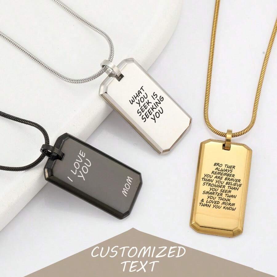 1 pieza Colgante de collar de acero inoxidable con texto grabado personalizado, regalo conmemorativo personalizado para parejas