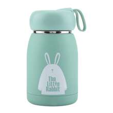 Garrafa de café isolada a vácuo de 320 ml/10,8 oz, mini caneca a vácuo fofa, mini caneca de viagem de aço inoxidável, garrafa de leite para chá Magic Rabbit, garrafa pequena de água para bebidas quentes e frias, xícara de chá de viagem com alça, caneca de café isolada a vácuo à prova de vazamento
