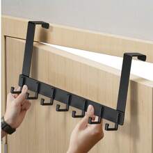 1pc Over The Door Hook With 6 Hooks, For Hanging Clothes, Towel Rack Suitable For Bathroom, Heavy Duty Door Hanger For Coats, Bags, Backpacks, Hats. Space Aluminum Alloy Carbon Steel, Rust-Proof Wall Mounted Door Hook (Random Color)