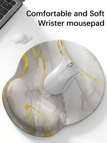 1pc White Marble Texture Wrist Rest Mousepad, Made Of Milk Silk, Rubber Base, Suitable For All Mouse Sizes - Multicolor - View 9