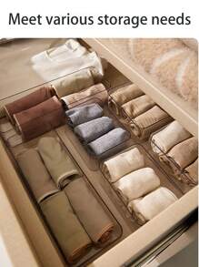 1/2/6 Pieces Of Simple Transparent Drawer Storage Box, Cosmetics Storage Box, 4 Sizes, Multi-Purpose Storage, Suitable For Office Desks, Cabinets, Dressing Tables, Cosmetics And Skincare Products, Interior Decoration, Home Decoration, Bedroom Decoration ,Jewellery Box,Pouch,Makeup Brush Holder,Brush Holder,Perfume Organiser,Pouch Bag - Multicolor - View 6