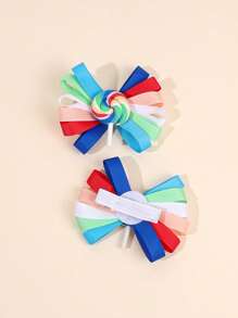 2pcs Rainbow Lollipop Hair Bows For Women Girls Rainbow Grosgrain Ribbon Bow Alligator Clips Cute Lollipop Bow Hair Clips Birthday Holiday Gifts Bow Barrettes Girls Pigtail Bow Hair Clips Women Hair Accessories
