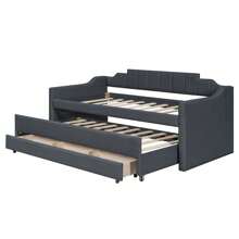 EUROCO Twin Size Upholstery Daybed, Storage Sofa Bed With Drawers And Moveable Twin Trundle Bed For Kids And Adults, No Box Spring Needed, Dark Gray - Grey - View 6