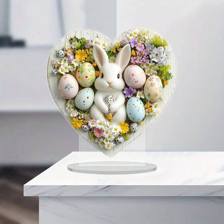复活节兔子复活节彩蛋爱心亚克力家居客厅书房办公室桌面摆件 - 彩色 - 查看 1